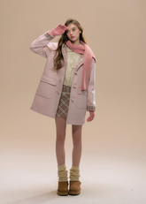Plaid Patchwork Horn Button Coat